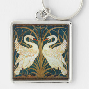 Walter Crane Swan, Rush And Iris Art Nouveau Keychain