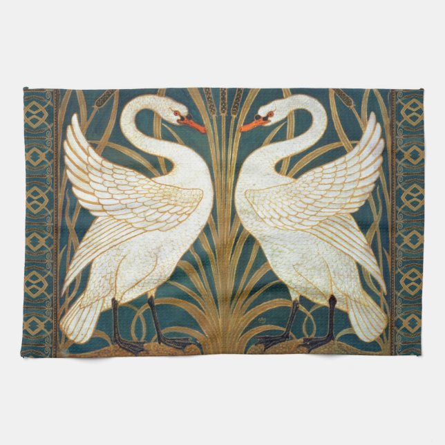 Walter Crane Swan, Rush And Iris Art Nouveau Kitchen Towel (Horizontal)