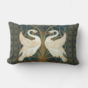 Walter Crane Swan, Rush And Iris Art Nouveau Lumbar Pillow