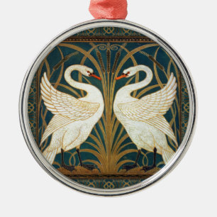 Walter Crane Swan, Rush And Iris Art Nouveau Metal Ornament