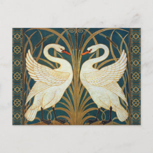 Walter Crane Swan, Rush And Iris Art Nouveau Postcard