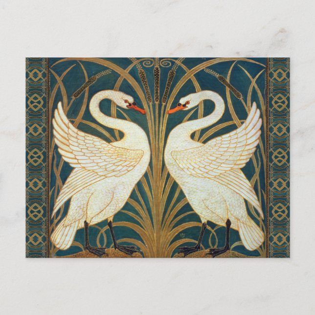 Walter Crane Swan, Rush And Iris Art Nouveau Postcard (Front)