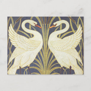 Walter Crane Swan, Rush And Iris Art Nouveau Postcard