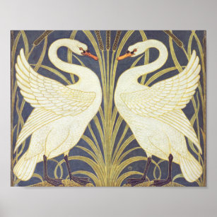 Walter Crane Swan, Rush And Iris Art Nouveau Poster
