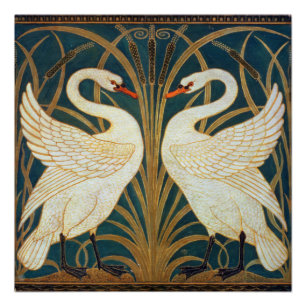 Walter Crane Swan, Rush And Iris Art Nouveau Poster