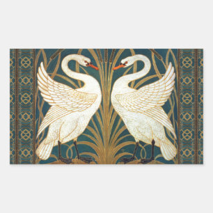 Walter Crane Swan, Rush And Iris Art Nouveau Sticker