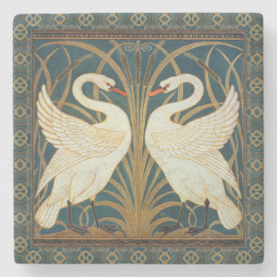 Walter Crane Swan, Rush And Iris Art Nouveau Stone Coaster