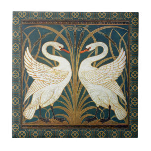 Walter Crane Swan, Rush And Iris Art Nouveau Tile