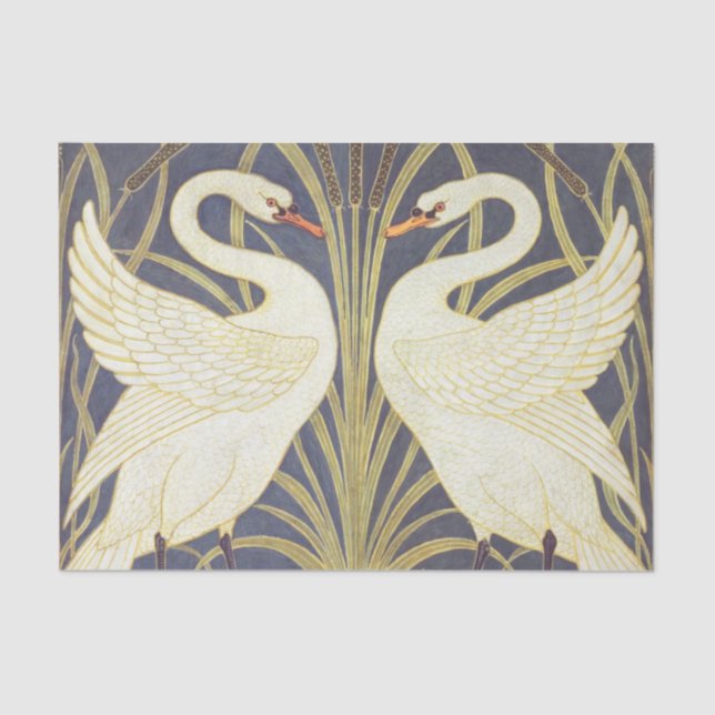 Walter Crane Swan, Rush And Iris Art Nouveau Tissue Paper (Front)