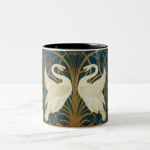 Walter Crane Swan, Rush And Iris Art Nouveau Two-Tone Coffee Mug