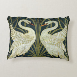 Walter Crane Swan & Rush and Iris Victorian Accent Pillow