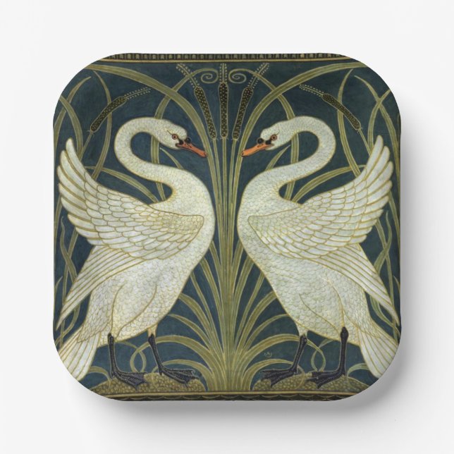 Walter Crane Swan & Rush and Iris Victorian  Paper Plate (Front)