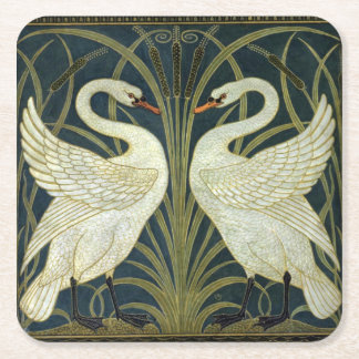 Walter Crane Swan & Rush and Iris Victorian Square Paper Coaster
