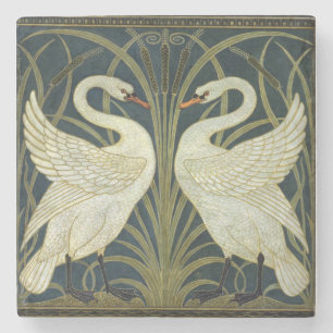 Walter Crane Swan & Rush and Iris Victorian  Stone Coaster