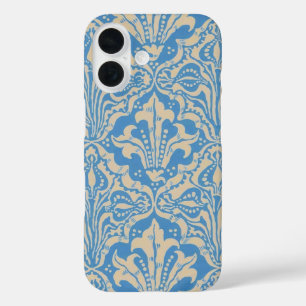 Walter Crane Vintage Blue Seed and Flower Art iPhone 16 Case