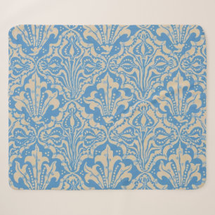 Walter Crane Vintage Blue Seed and Flower Art Sherpa Blanket