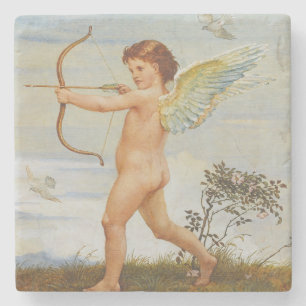 Walter Crane Vintage Cupid with Bow Art Stone Coaster