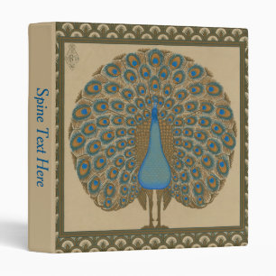 Walter Crane Vintage Gold Blue Peacock Art Binder