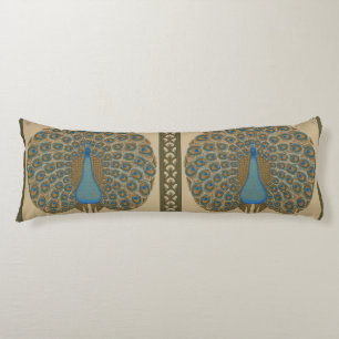 Walter Crane Vintage Gold Blue Peacock Art Body Pillow