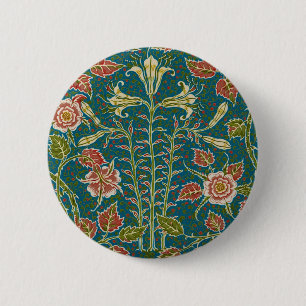 Walter Crane Vintage Lily and Rose Floral 2 Inch Round Button