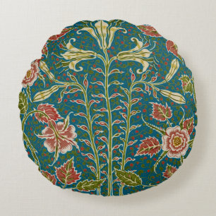 Walter Crane Vintage Lily and Rose Floral Round Pillow