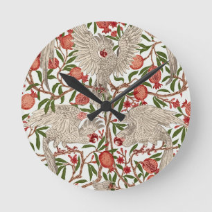 Walter Crane White Cockatoo Red Pomegranate Art Round Clock