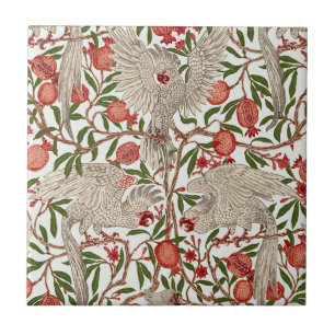 Walter Crane White Cockatoo Red Pomegranate Art Tile