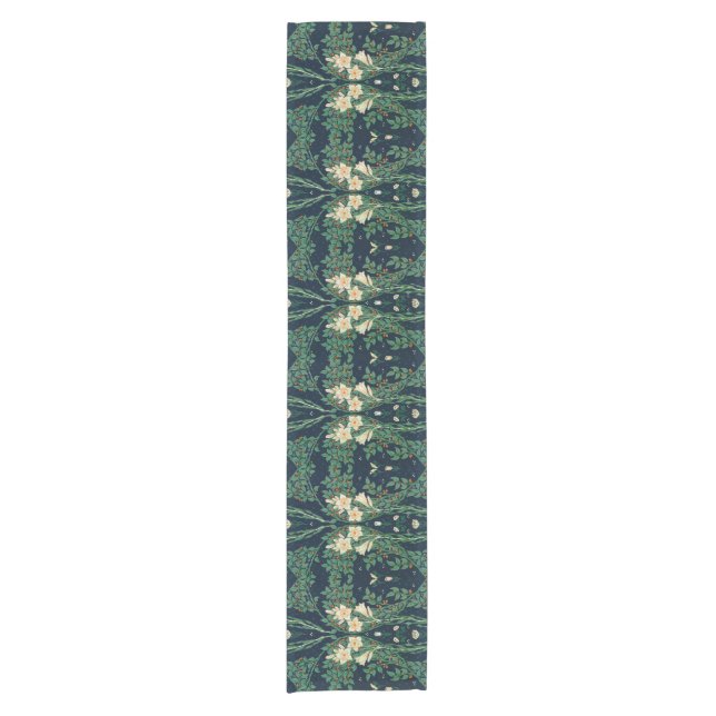 Walter Crane White Lily-Blue Back Short Table Runner (Front)