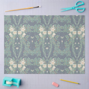 Walter Crane White Lily-Blue Back Shower Curtain Tissue Paper