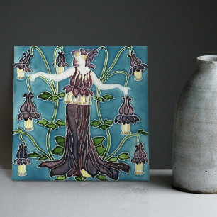 Walter Crane's Enchanted Garden Art Nouveau Floral Tile