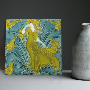 Walter Crane's Enchanted Garden Art Nouveau Floral Tile