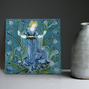 Walter Crane's Enchanted Garden Art Nouveau Floral Tile