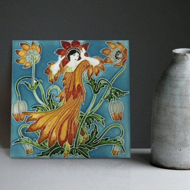 Walter Crane's Enchanted Garden Art Nouveau Floral Tile (Creator Uploaded)