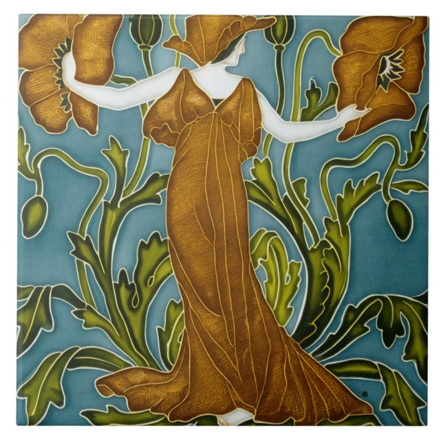Walter Crane's Flora Art Nouveau Tile (Front)