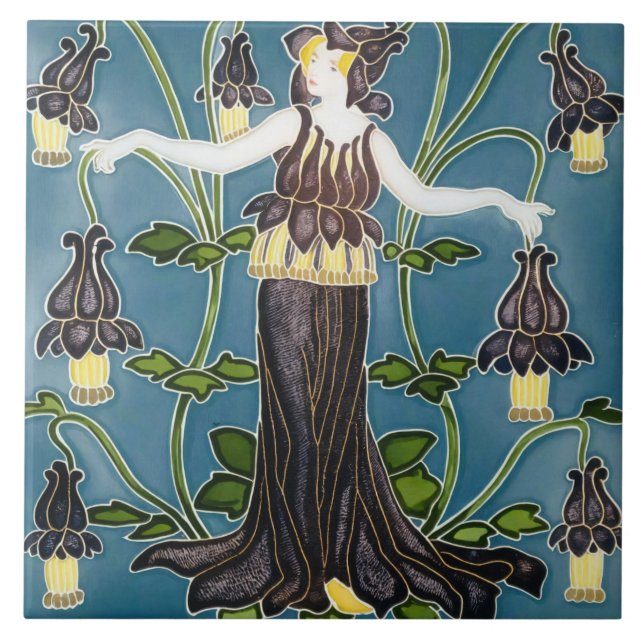 Walter Crane's Flora Art Nouveau Tile (Front)