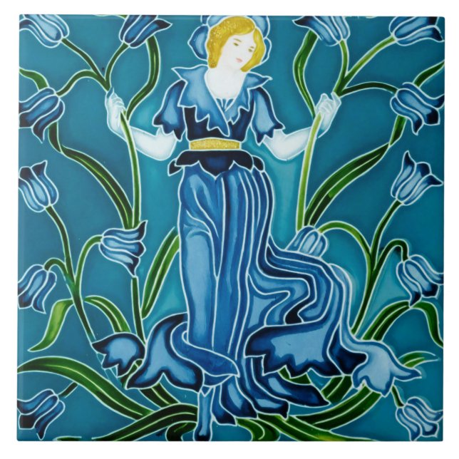 Walter Crane's Flora Art Nouveau Tile (Front)