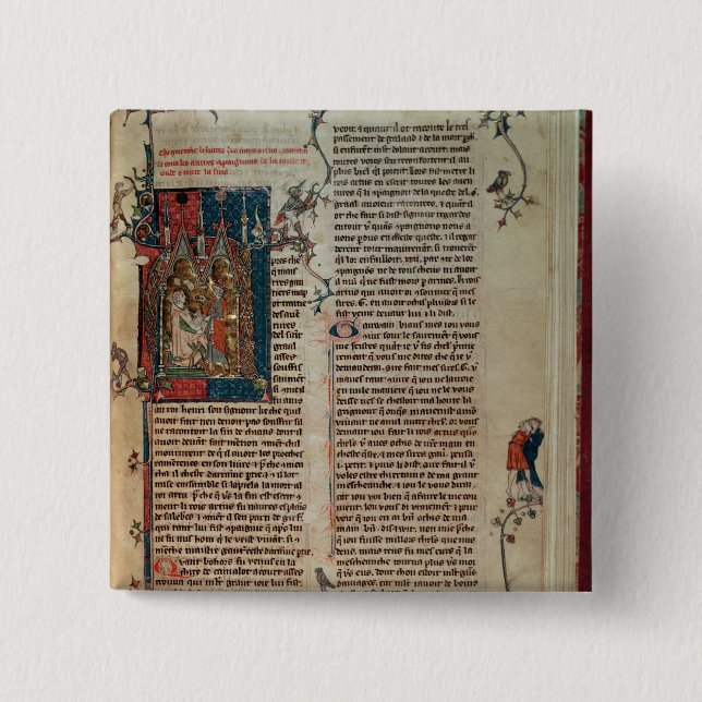 Walter Map taking down a story of the adventures 2 Inch Square Button (Front)