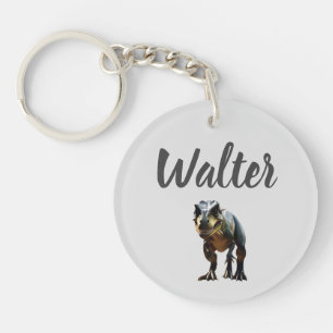 Walter Name With T Rex Dinosaur, Keychain