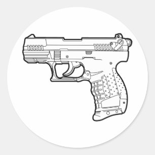 walter p22 gun firearm stencil graphic t-shirt classic round sticker