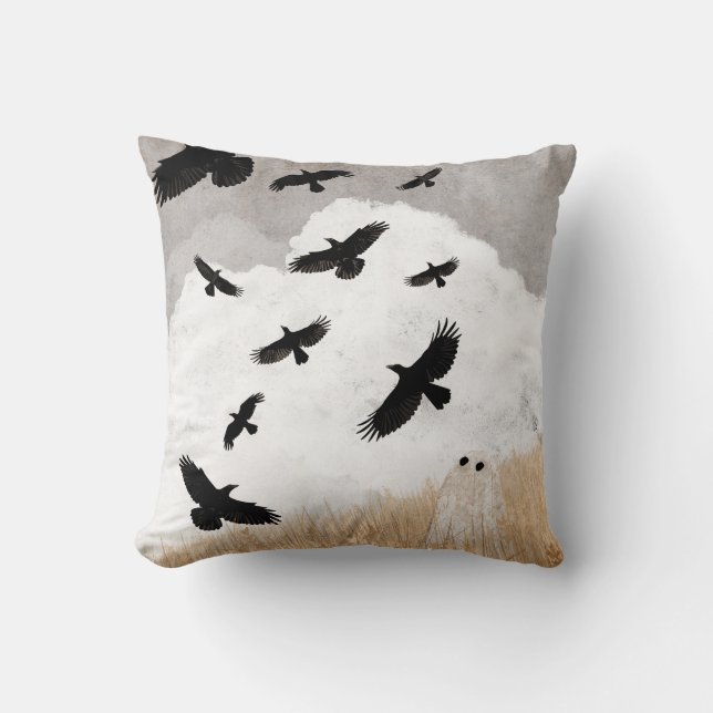 Walter & The Crows Throw Pillow (Front)