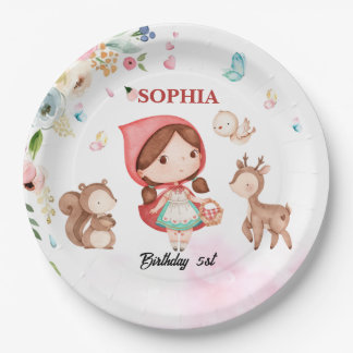  waltercolor Little Red Riding Hood birthday plate