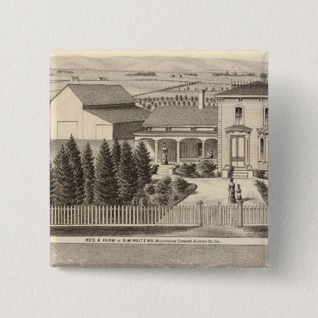 Walters, Crowell residences, farm 2 Inch Square Button (Front)