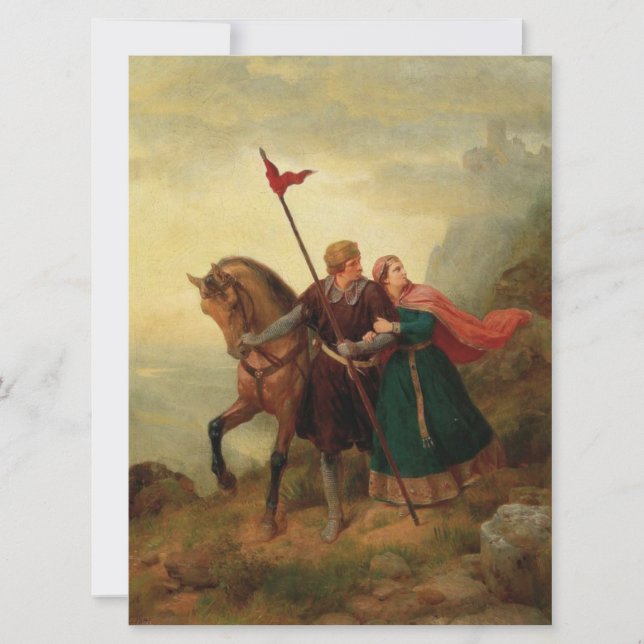 Walther and Hildegund Fleeing with their Horse Card (Front)