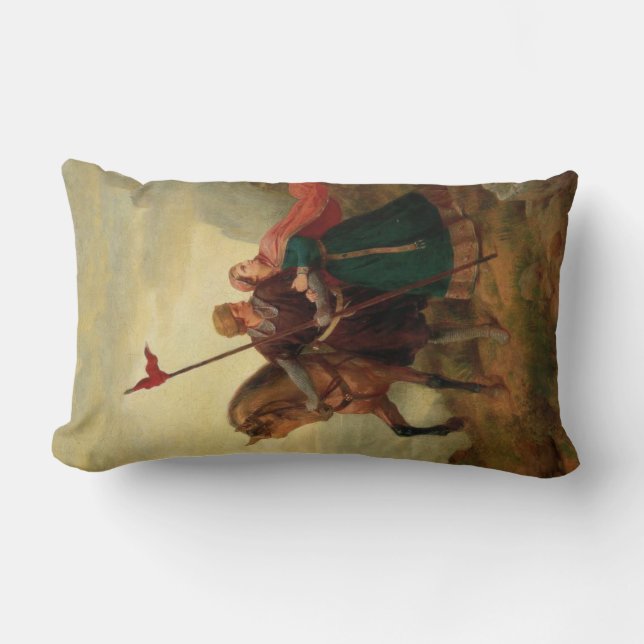 Walther and Hildegund Fleeing with their Horse Lumbar Pillow (Front)