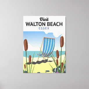 Walton Beach, Essex Seaside travel poster Canvas Print