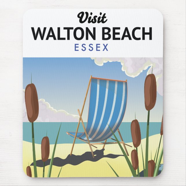 Walton Beach, Essex Seaside travel poster Mouse Pad (Front)