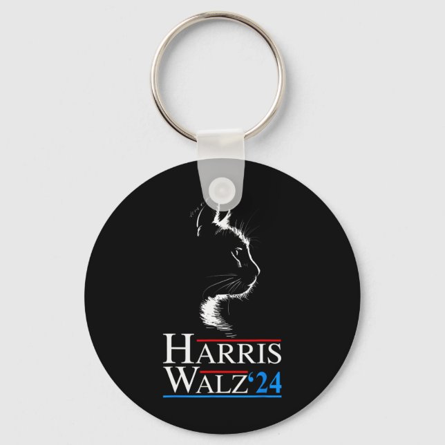 Waltz 2024 Cat Election Kamala Harris Tim Walz 202 Keychain (Front)