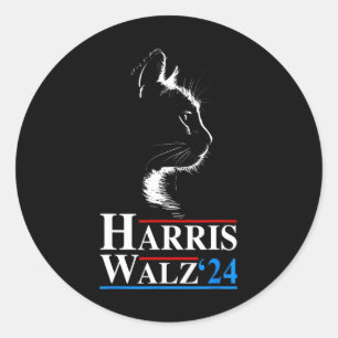 Waltz 2024 Election Funny Cat Kamala Harris Tim Wa Classic Round Sticker