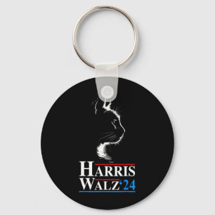 Waltz 2024 Election Funny Cat Kamala Harris Tim Wa Keychain