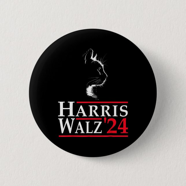 Waltz 2024 Election Kamala Harris Tim Waltz 2024 3 2 Inch Round Button (Front)
